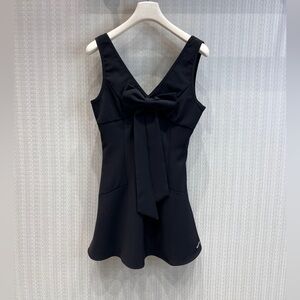 Miu Miu Black Mini Dress with Bow Detail
